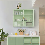 27.56"Glass Doors Modern Two-door Wall Cabinet with Featuring Three-tier Storage for Entryway Living W757119325