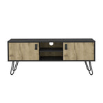 ZUN Huna Hairpin Legs TV Stand, Dual-Tone with 2 Doors and Open Shelves B200P173203