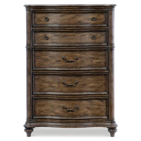 ZUN Traditional Chest of 5 Drawers Classic Brown Oak Finish 1pc Wooden Formal Bedroom Furniture B011P173072