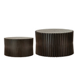 Vintage Fashion Style Cylindrical Nesting Coffee Table Set with Vertical Textured Embossed Design W757P264674