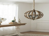 4 - Light Wood Chandelier, Hanging Light Fixture with Adjustable Chain for Kitchen Dining Room Foyer W2078138926