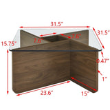 31.5 Inch Glass Coffee, Mid-Century Modern Square Coffee, Living Room Wooden Coffee W2972P277853