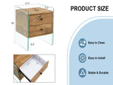Double-drawer bedside table. The board surface is MDF sticker, and both sides are transparent W1151P191737