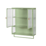 23.62"Glass Doors Modern Two-door Wall Cabinet with Featuring Two-tier Enclosed Storage, an Open W757143037