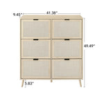 ZUN Rattan 6 Door Shoe Rack, Freestanding Modern Shoe Storage Cabinet, for Entryway W688P155657