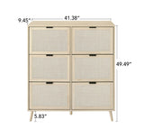 ZUN Rattan 6 Door Shoe Rack, Freestanding Modern Shoe Storage Cabinet, for Entryway W688P155657