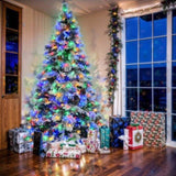 ZUN 7.5FT Pre-Lit Spruce Snow Flocked Christmas Tree with Pine Cones, Artificial Xmas Tree with 745 N704P198471A