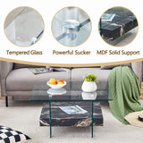 31.4 Inch Modern Two-Tier Square Coffee Table - An Elegant Combination of Clear Glass and Black W1151P232659
