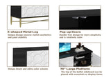 Modern Black and White Color Scheme Press Design 4 Door Cabinet, Living Room TV Stand T3609P347452