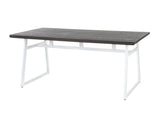 Dining Table in Vintage White Metal and Espresso Wood-Pressed Grain Bamboo B202P223351