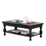 ZUN Rustic Style Antique Black 1pc COFFEE TABLE Open Bottom Shelf Plank Style Table Top Living Room B011P214573