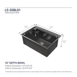 27"x19" Undermount Kitchen Sink Stainless Steel Under Counter Deep Single Bowl Undermount Sink Basin T3177P286026