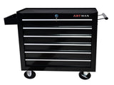 6 DRAWERS MULTIFUNCTIONAL TOOL CART WITH WHEELS-BLACK 69021719