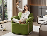 360 Degree Square Swivel Accent Sofa Chair,Fluffy Fabric Lounge Wide Upholstered Reading Chair with W2012P319075