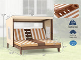 Brown Kids Patio Lounge Chair with Cup Holders and Awning 08669728