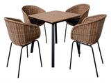 Square Patio Dining Table with Umbrella Hole, Heavy-Duty Iron Frame Wood-Plastic Composite Tabletop, W3990P466962