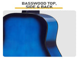 Blue 38-inch Round Acoustic Guitar with Picks, Strings, Capo, Case, Tuner, and Strap 85491227