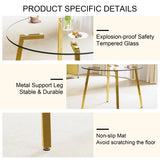 Modern minimalist style circular transparent tempered glass table, tempered glass tabletop, golden W1512P359306