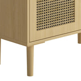 4-Doors Rattan Mesh Storage Cabinet, Sideboard with Eight Storage Spaces, for Entryway, Living Room, W757P198553
