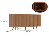 46.9" W Fluted 3-Door Sideboard Buffet Cabinet with 3 Shelves, Oak B2757P605811