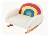 1 PC Wooden Frame Kids Rocking Sofa, Rainbow Gradient Teddy Velvet Rocking Chair 78910292