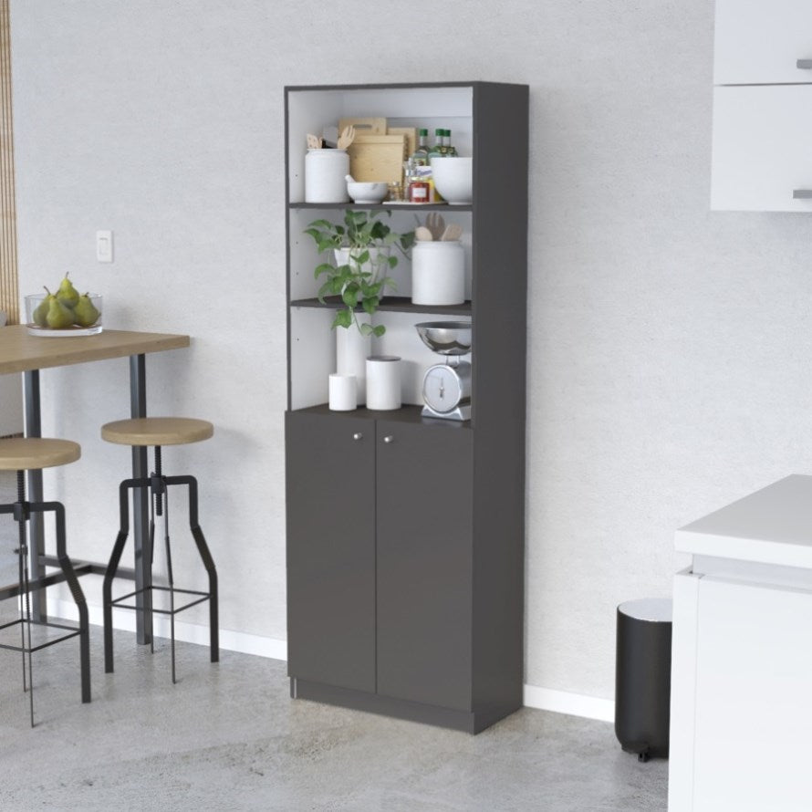 Sutton 2-Door Bookcase, Storage with Multi-Level Shelves and Double Do ...