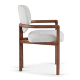 Dining Chairs Set of 2 Upholstered Arm Chairs, Rubber Wood Accent Chairs Beige Fabric Seating, 300 N779P233060B