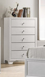 ZUN 1pc Modern Glam Style White Frost Finish Glam Five Drawer Chest Embossed Crocodile Pattern Wooden B011P216717