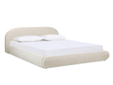Archie Puffy Grounded Upholstered Platform Bed Queen, Oatmeal Light Beige Chenille B2719P479035