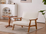 Solid Wood Armrest Teddy Velvet Simple Single Indoor Lounge Chair Backrest Creamy-White 76732988