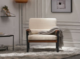 Single Iron Frame Chair Soft Cover Beige Brown Honeycomb Leather Armrest Frame Indoor Leisure Chair 76471103