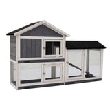 ZUN Rabbit Hutch, Indoor Bunny Cage, Outdoor Rabbit Cages with Run, Pet House with Deeper No Leak Tray, 91396807