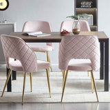 Pink Velvet Dining Chairs with Metal Legs and Hollow Back Upholstered Dining Chairs Set of 4 W1164P188252