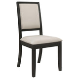 Cream and Black Upholstered Side Chairs B062P145454