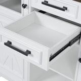 K&K 54.9" Kitchen Island with Drop Leaf, Power Outlet, Kitchen Storage Cart with 4 Door Shelves, N707P300277W