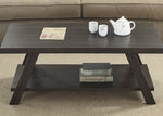 ZUN Athens Contemporary Wood Shelf Coffee Table in Weathered Espresso T2574P164644