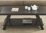 ZUN Athens Contemporary Wood Shelf Coffee Table in Weathered Espresso T2574P164644