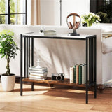 Modern Industrial Console Table - 2-Tier Design, Sintered Stone Tabletop with Anti-Slip Bumpers, 95020165