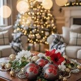 4PCS Set 4.7" Christmas Glass Ball Ornaments Holiday Hanging Treeations for Party Holiday 02050476