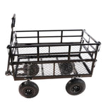 ZUN (Black double fence utility cart) Wagon Cart Garden cart trucks make it easier to transport firewood W22784159