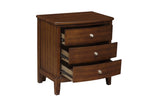 ZUN Dark Cherry Finish 1pc Nightstand of 3x Drawers Satin Nickel Tone Knobs Transitional Style Bedroom B01162463