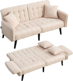 ZUN Futon Sofa Bed, 56" Loveseat Sofa Couches Mid Century Modern Couch Sleeper Sofa Bed with Adjustable W1521P289668