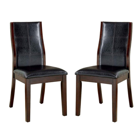 ZUN Set of 2 Espresso Leatherette Dining Chairs in Brown Cherry Finish B016P156358