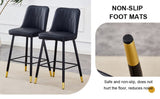 ZUN Modern Black PU Bar Stool - Gold Decorated Legs with Comfortable Resting Beam.Set of 2 W1151P210453