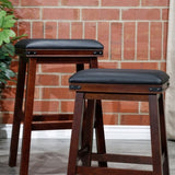 30" Bar Stool, Espresso Finish, Black Leather Seat B04660628