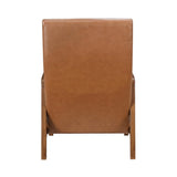 1pc Accent Chair Brown Faux Leather Walnut Finish Solid Rubberwood Modern Living Room Furniture B011P172678