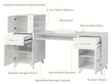 white relief particle board tempered glass 141*50*112cm three doors and two drawers fanless nail 62004166