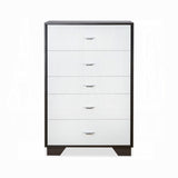 White and Espresso 5-Drawer Chest B062P209032