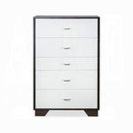 ZUN White and Espresso 5-Drawer Chest B062P209032