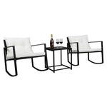 ZUN Single 2pcs Coffee Table 1pc Exposed Rocking Chair Three-Piece Set Black 86452493